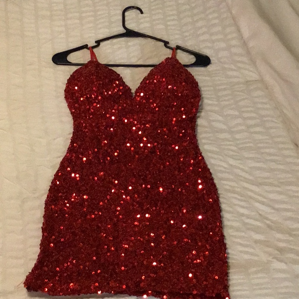 Red sequin dress